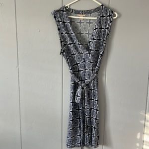 Medium navy and white slip dress.